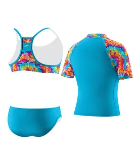 Speedo Girls&#39; Kaleidoscope Tie Dye 3 Piece Rashguard Duo Back Set