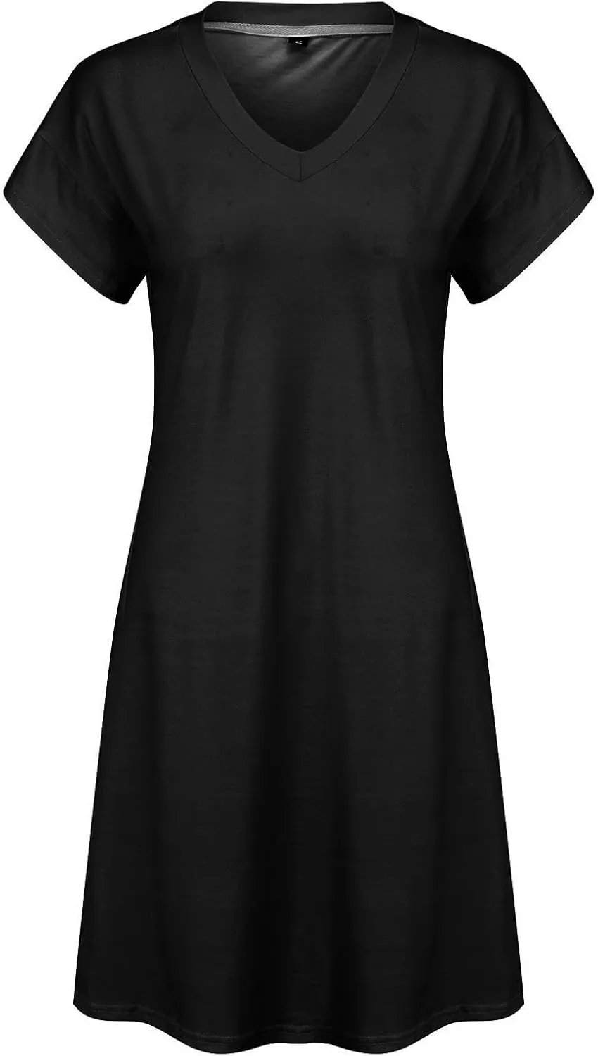 Summer Beach Dresses for Women V Neck Short Sleeve Flowy Knee Length Tshirt Dress Casual Loose Sundress