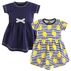 Touched by Nature Girls' Organic Cotton Short-Sleeve Dresses, Lemons, 4-Toddler