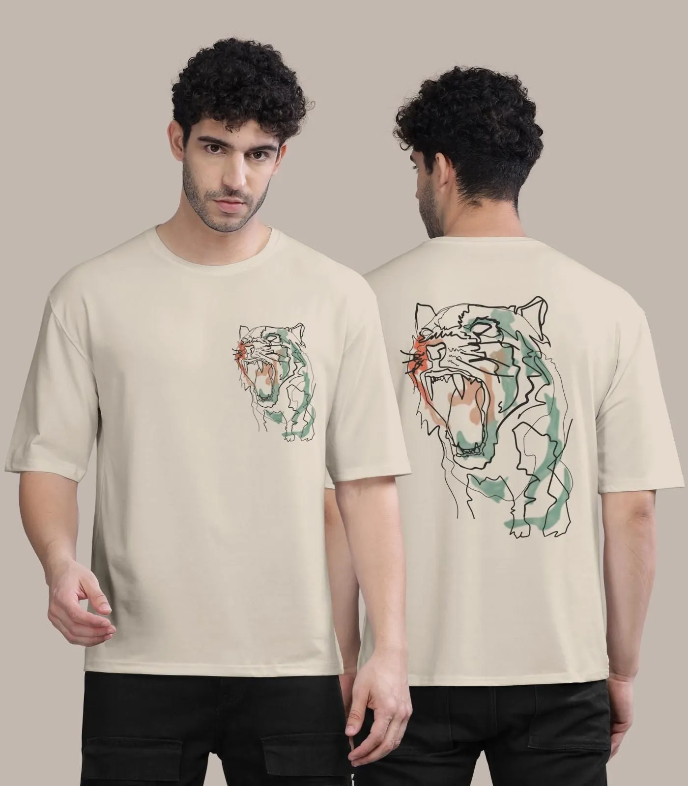 Trendy Cotton Blend Graphic Print Oversized T-Shirt for Men's
