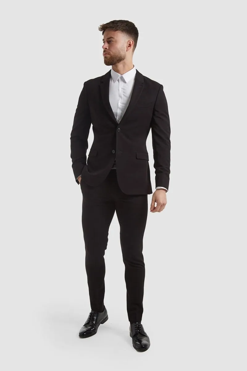 True Athletic Fit Suit Jacket in Black