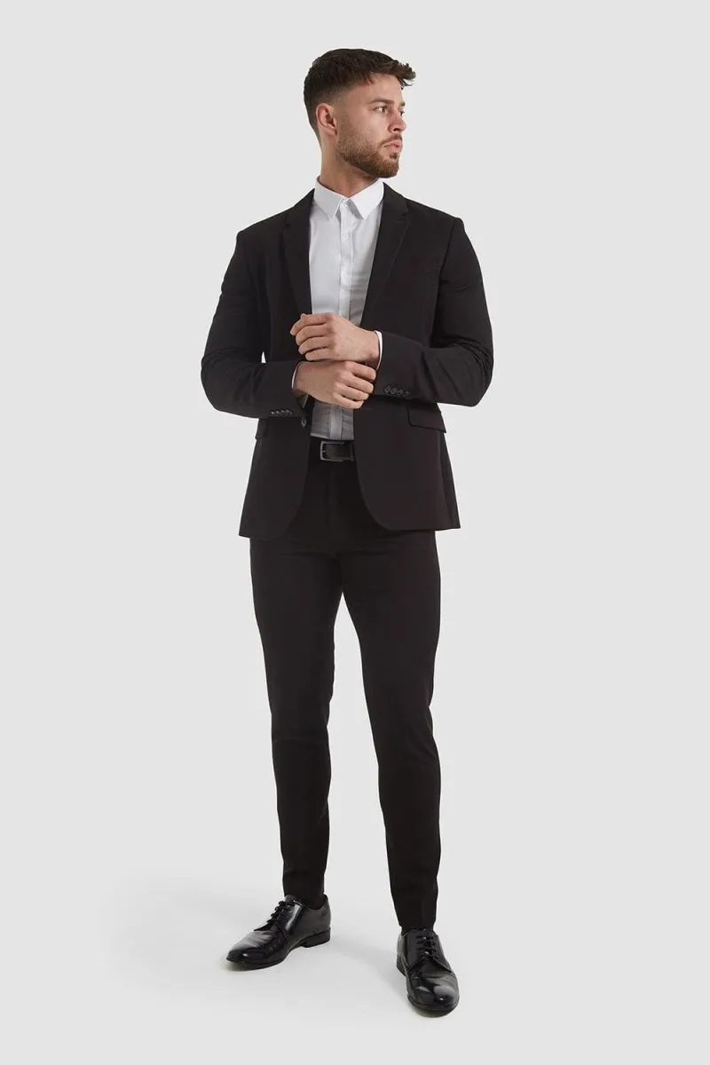 True Athletic Fit Suit Jacket in Black