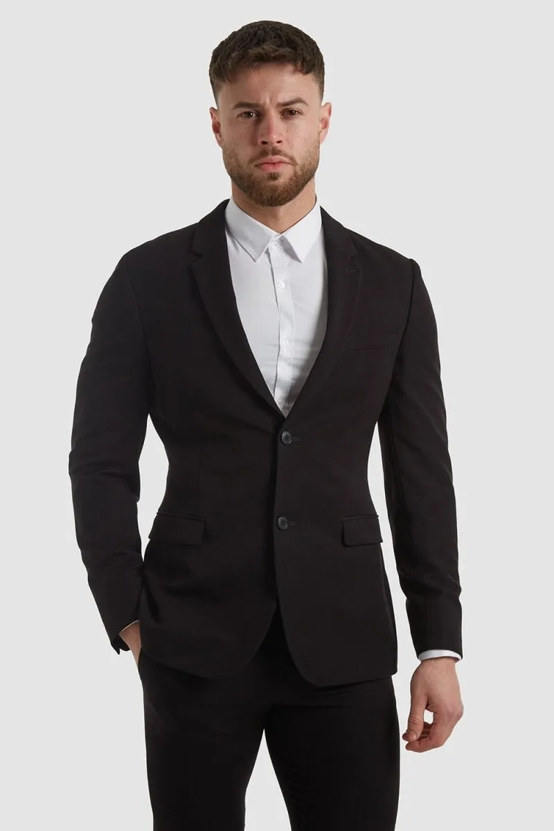 True Athletic Fit Suit Jacket in Black