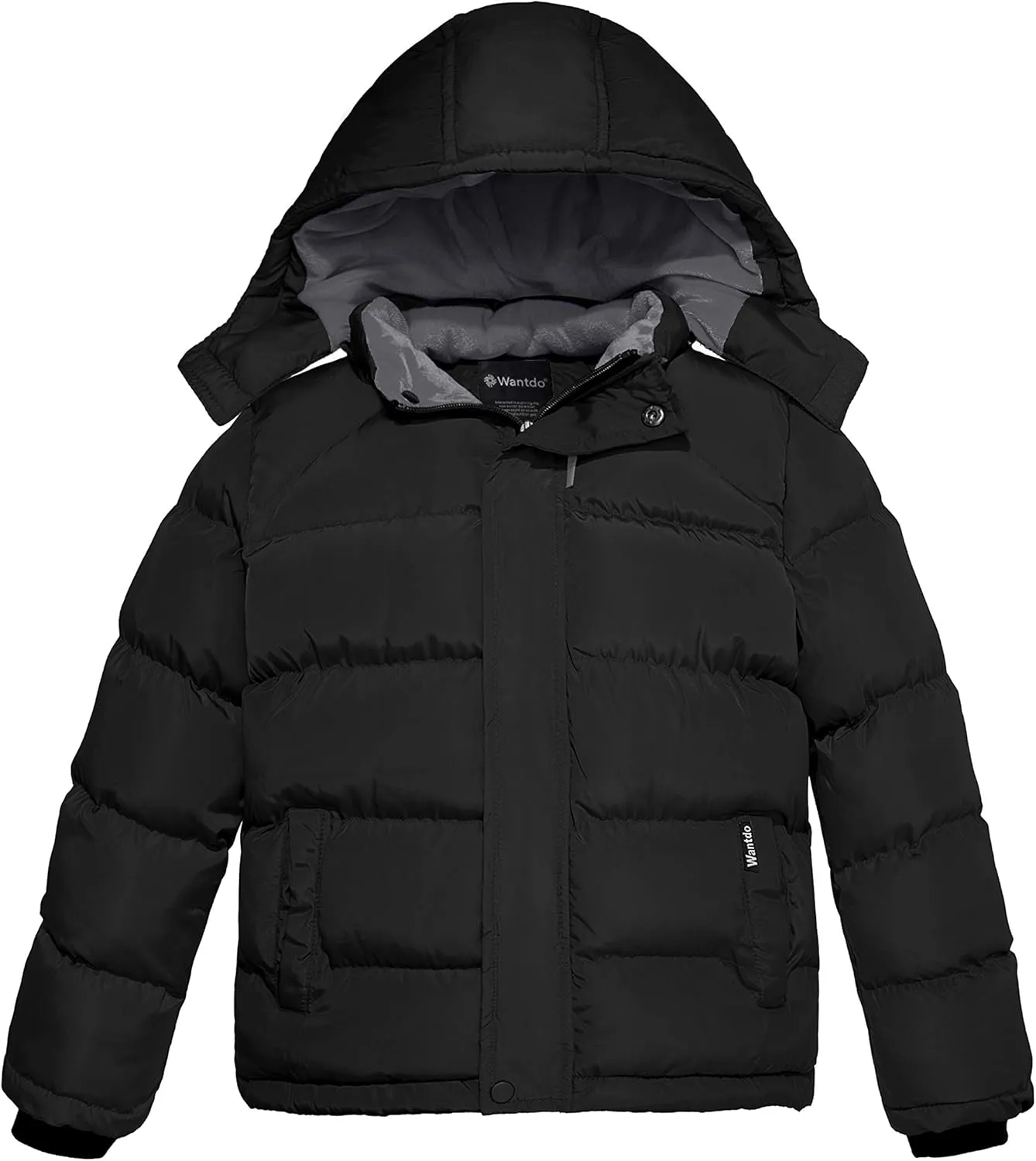 wantdo Boy's Fleece Winter Coat Waterproof Puffer Jacket Warm Winter Jackets with Hood