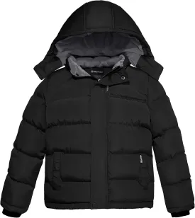 wantdo Boy's Fleece Winter Coat Waterproof Puffer Jacket Warm Winter Jackets with Hood
