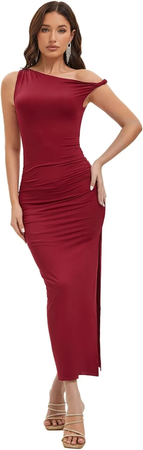 Women's 2025 Summer Mesh Bodycon Maxi Dresses Floral Tie Dye Sleeveless Side Slit Wedding Cocktail Long Dress