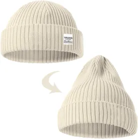 zowya Mens Winter Knit Beanie Hat, Rib Watch Cap Skull Cap Winter Ski Hat for Daily, 1 Hat 2 Style