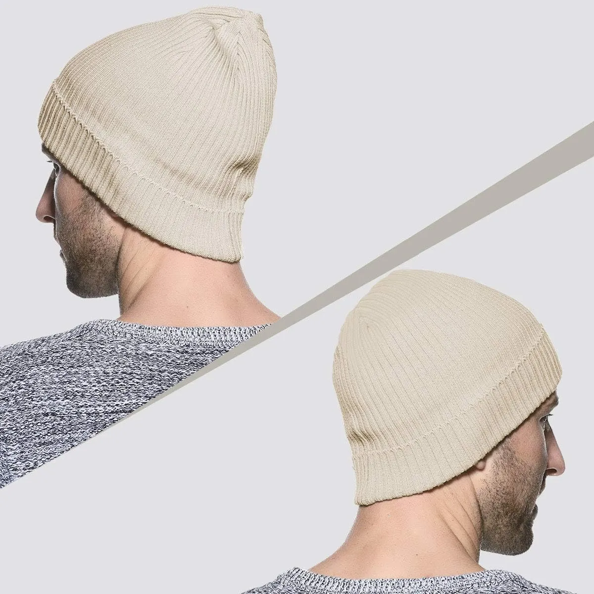 zowya Mens Winter Knit Beanie Hat, Rib Watch Cap Skull Cap Winter Ski Hat for Daily, 1 Hat 2 Style